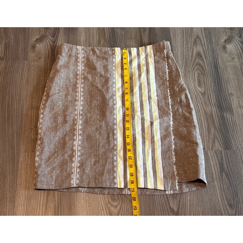 J. Jill Love Linen Latte Striped Faux Wrap Skirt size Small Linen Cotton Blend - Picture 3 of 6